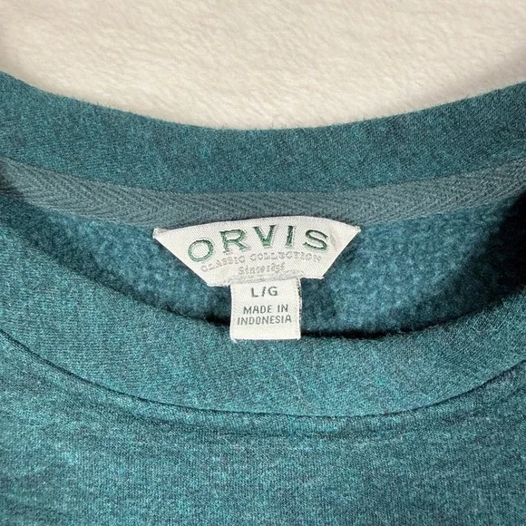 Orvis Women's Teal Crewneck Long Sleeve Sweatshirt Classic Collection Size L G - Picture 4 of 8